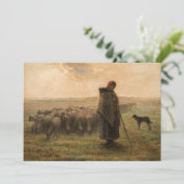 ジャン=フランソワ・ミレー – 羊飼いの娘と群れ1865 サンキューカード (スタンド正面)