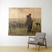 ジャン=フランソワ・ミレー – 羊飼いの娘と群れ1865 タペストリー (インサイチュ(横))