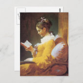 ジャン・ホノーレ・フラゴナールA Young 読 Girl's 1776 ポストカード (正面/裏面)