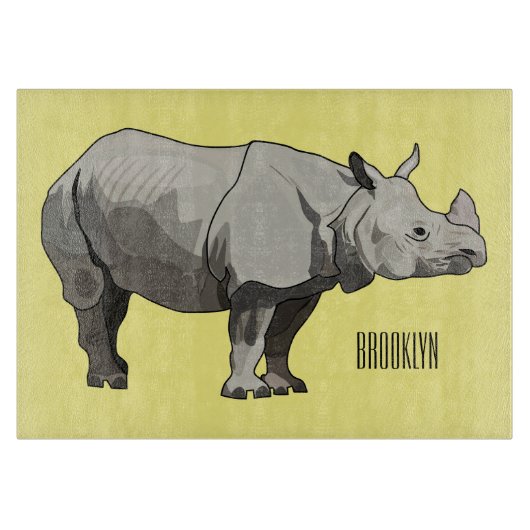 ジャヴァンライノセロス漫画イラストレーション カッティングボード (正面)