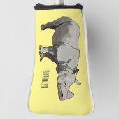 ジャヴァンライノセロス漫画イラストレーション ゴルフヘッドカバー (回転90)