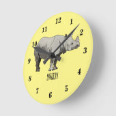 ジャヴァンライノセロス漫画イラストレーション ラウンド壁時計 (傾斜)