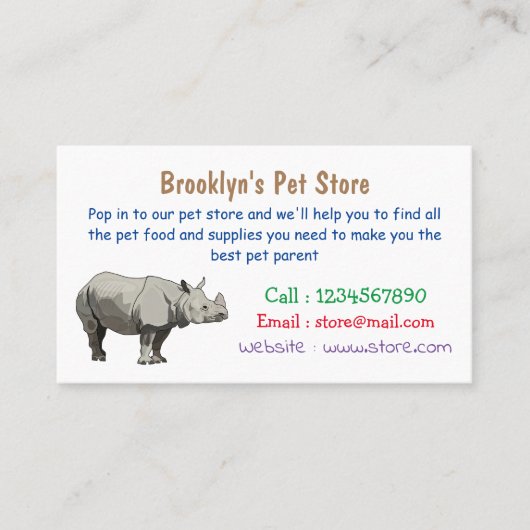 ジャヴァンライノセロス漫画イラストレーション 名刺 (正面)