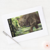 ジャヴァン・ライノ絶滅危惧動物アート 長方形シール (封筒)