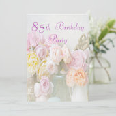 ジャーに入ったロマンチックなローズの85歳誕生日パーティー 招待状 (スタンド正面)