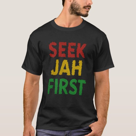 ジャーを最初に探す ラスタファリアン ウィードリーフ ラスタカラー Tシャツ (正面)