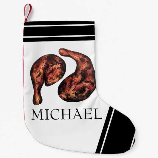 ジャークチキンレッグジャマイカカリブのフードキュイジーヌ スモールクリスマスストッキング (正面)