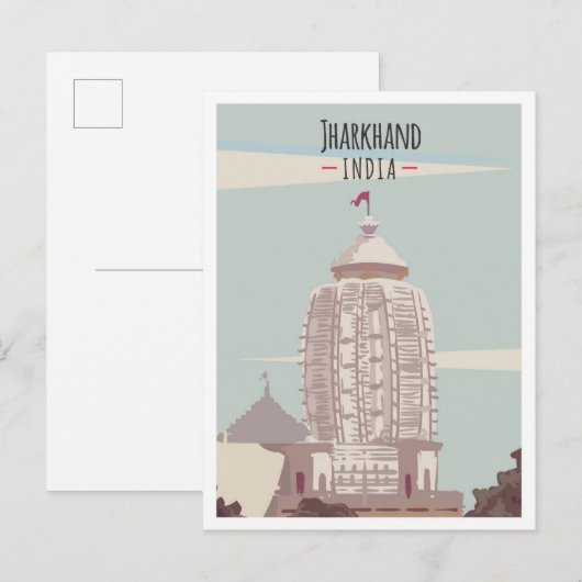 ジャークハンドインディアアートヴィンテージトラベルイラストレーション ポストカード (正面/裏面)