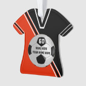 ジャージパーソナライズされたーサッカーオーナメントオレンジ白 オーナメント (正面)
