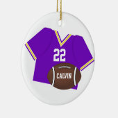 ジャージーおよびフットボールの紫色のオーナメント セラミックオーナメント (右)