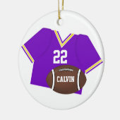 ジャージーおよびフットボールの紫色のオーナメント セラミックオーナメント (左)