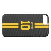 ジャージーのスポーティな金ゴールドのストライプなiPhone 7の場合 Case-Mate iPhoneケース (裏面(横))