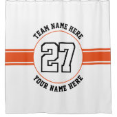 ジャージーのナンバーチームと選手の名前とスポーツ シャワーカーテン (正面)