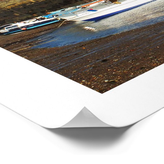 ジャージーの干潮時のロゼル港 ポスター (角)