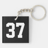 ジャージーの数またはモノグラムのフットボールのキーホルダー キーホルダー (裏面)
