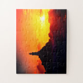 ジャージーの日没の灯台 ジグソーパズル (縦)