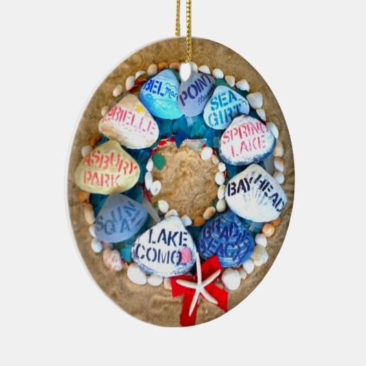ジャージーの海岸のオーナメントからの季節の挨拶 セラミックオーナメント (右)