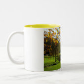 ジャージーの美しい秋の景色 ツートーンマグカップ (左)