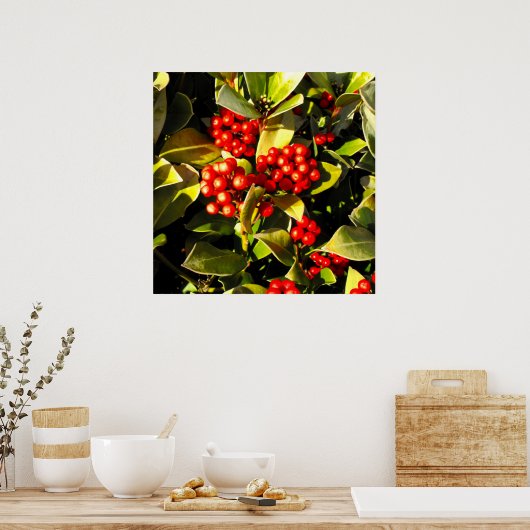 ジャージーの赤い冬の果実 ポスター (キッチン)