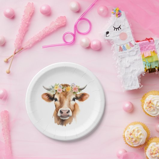 ジャージーカウウェア花フローラガールズ誕生日 ペーパープレート (パーティー)