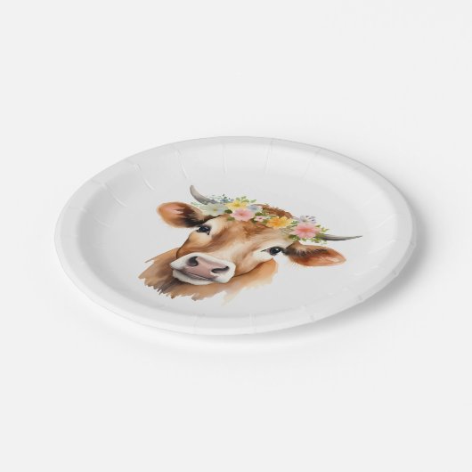 ジャージーカウウェア花フローラガールズ誕生日 ペーパープレート (アングル)