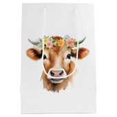 ジャージーカウウェア花フローラガールズ誕生日 ミディアムペーパーバッグ (裏面)