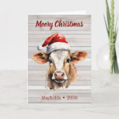 ジャージーカウズ"モリークリスマス"折り畳まれたホリデーカード シーズンカード (正面)