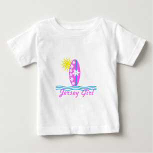 ジャージーガールベビーボディスーツピンクサーフボードW/Sun ベビーTシャツ