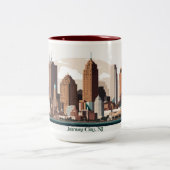 ジャージーシティスカイラインマグイラストレーション ツートーンマグカップ (中央)