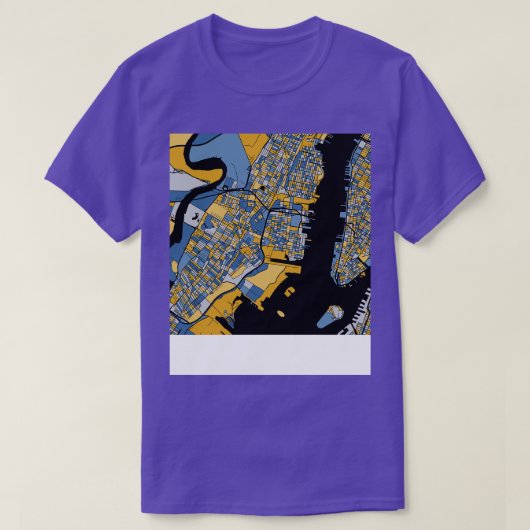 ジャージーシティマップパターン(青金ゴールド) Tシャツ (デザイン正面)