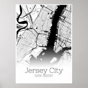 ジャージーシティーの地図-ニュージャージー-都市地図ポスター ポスター