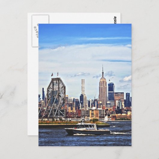 ジャージーシティNJ – 警察艇バイコルゲートクロック ポストカード (正面/裏面)