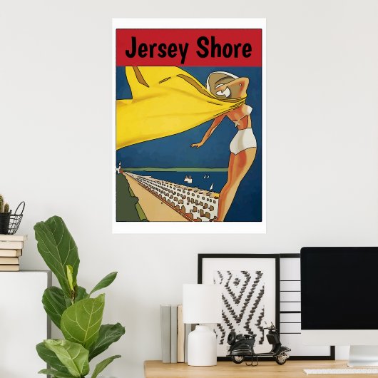 ジャージーショアヴィンテージスタイル、編集文字 ポスター (ホームオフィス)