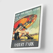 ジャージーショアースベリーパーク1920sフラッパーガール スクエア壁時計 (傾斜)