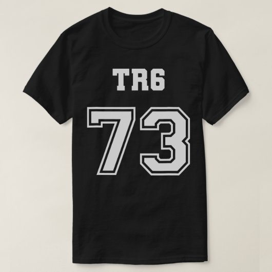ジャージースタイルの勝利TR6 73 1973イギリス英語S Tシャツ (デザイン正面)