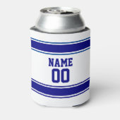ジャージースタイル名前をカスタムするアンドナンバーネイビーブルー 缶クーラー (缶裏面)