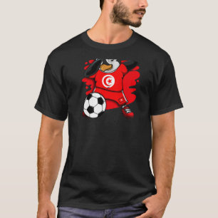ジャージーフットバルDabbingペンギンチュニジアサッカーファン Tシャツ