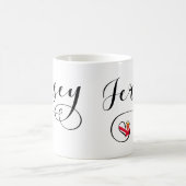 ジャージー州旗ハート、チャンネル諸島 コーヒーマグカップ (中央)