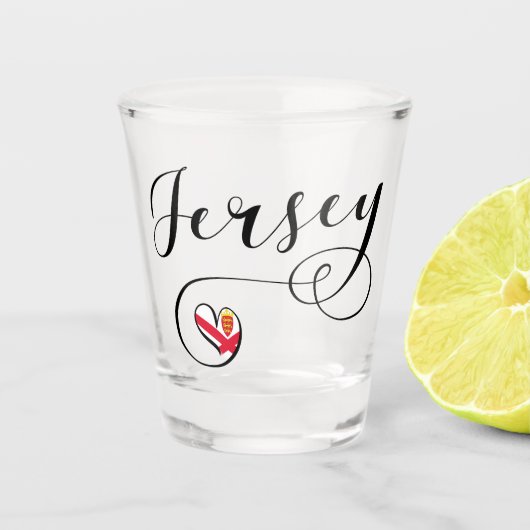 ジャージー州旗ハート、チャンネル諸島 ショットグラス (正面)