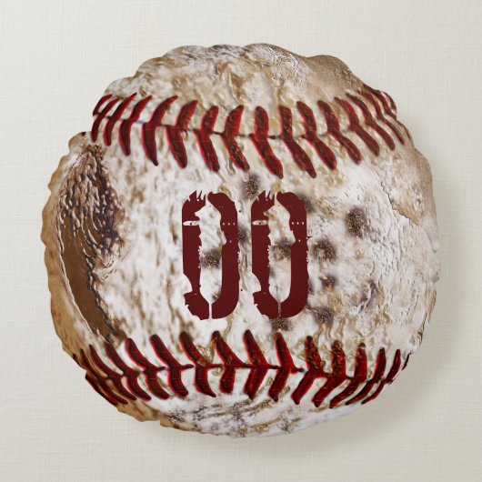 ジャージー数円形の汚れた野球の枕 ラウンドクッション (正面)