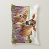 ジャージー牛と子牛の野生の花 アクセントクッション (正面(垂直))