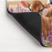 ジャージー牛と子牛の野生の花 マウスパッド (コーナー)