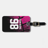 ジャージー番号とピンクバスケットボールのラゲッジタグ ラゲッジタグ (正面横)