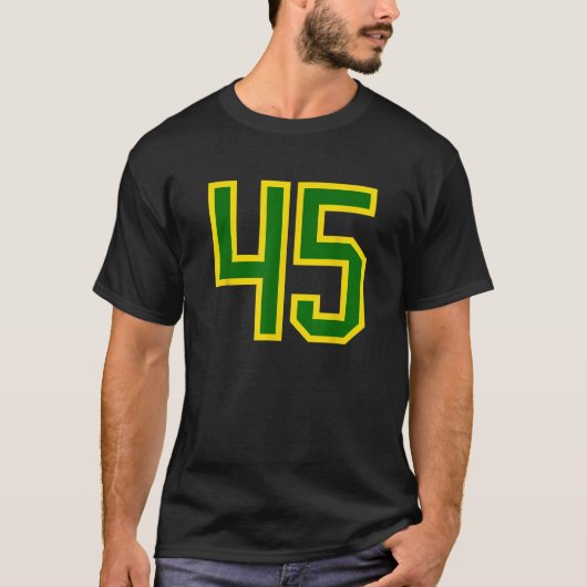 ジャージー番号45グリーンイエロー誕生日スポーツ番号 Tシャツ (正面)