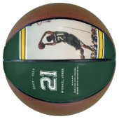 ジャージー番号 |グリーンと金ゴールドの卒業モノグラム バスケットボール (正面)