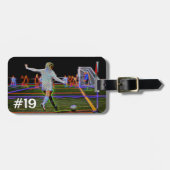 ジャージー番号、サッカーグラフィック、バッグ名タグ ラゲッジタグ (正面横)