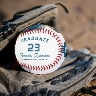 ジャージー番号 卒業モノグラム(青) 野球ボール