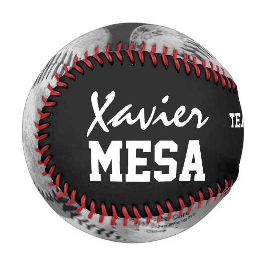 ジャージー番号(白黒カスタムのベースボール) 野球ボール (正面左)