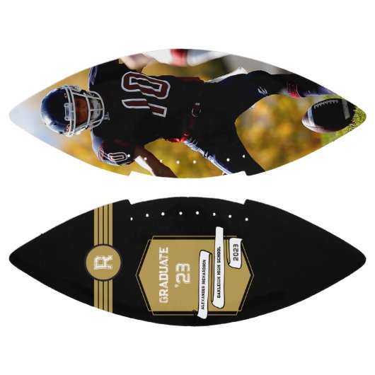 ジャージー番号 |金ゴールド卒業モノグラム アメリカンフットボール (パネル)