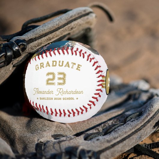 ジャージー番号 |金ゴールド卒業モノグラム 野球ボール